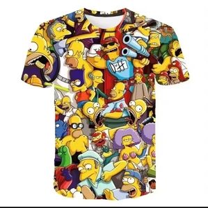 The Simpsons All Over Colorful Graphic T-Shirt (L)